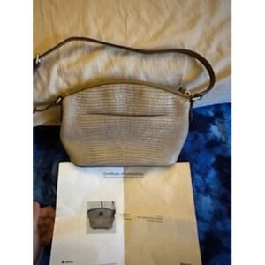 Dooney & Bourke Lizard Embossed Leather Shoulder Bag Taupe Beige V0501469